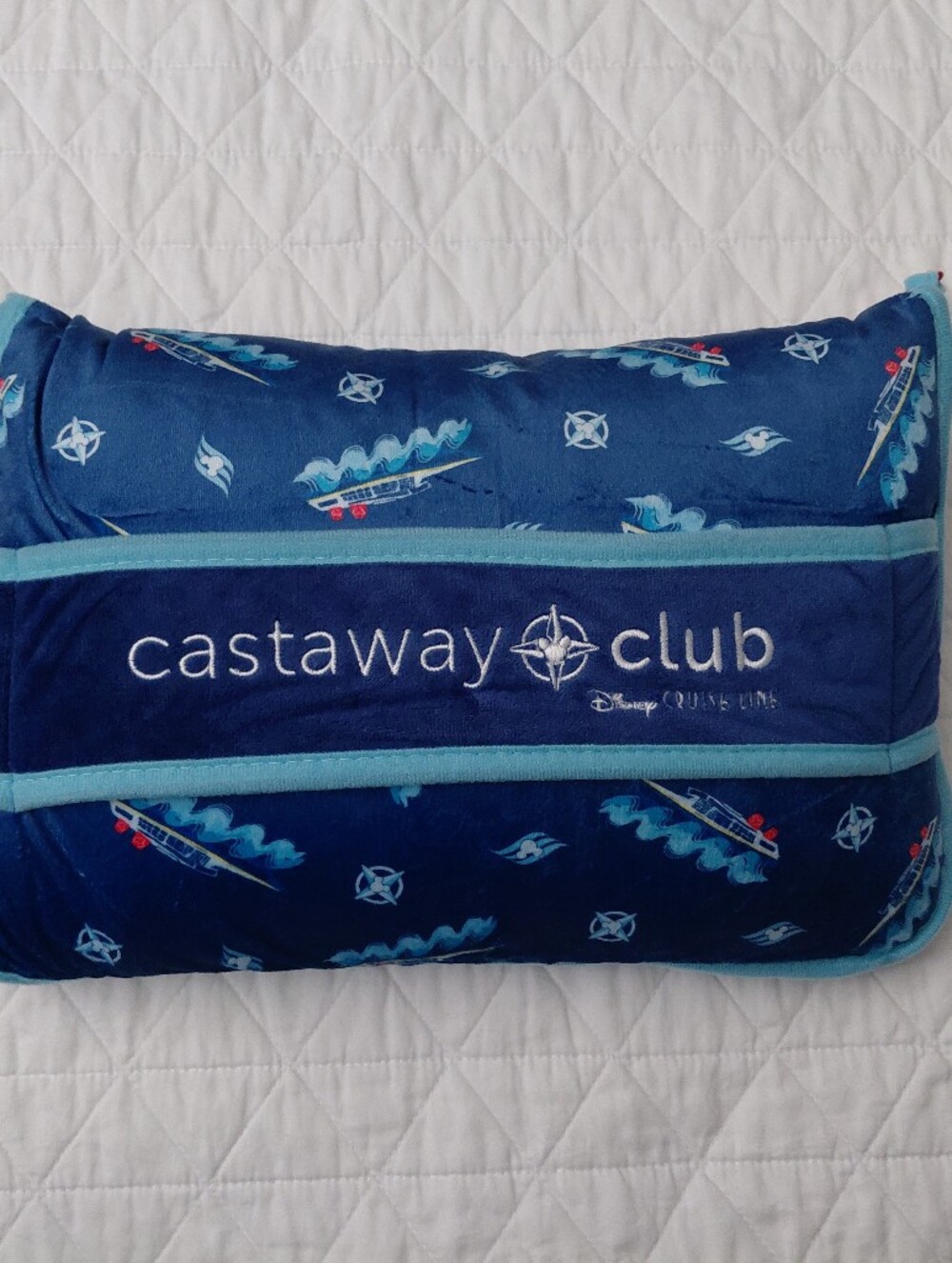 Castaway Club Navy and Teal  Travel Pillow/Blanket